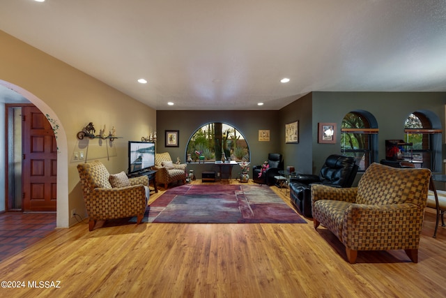 living room featuring light hardwood / wood-style flooring