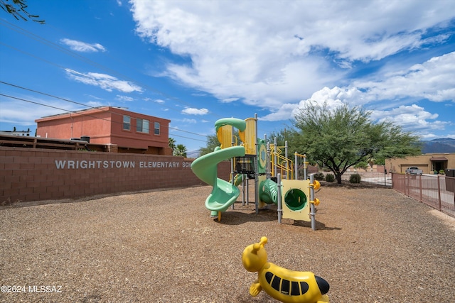 community play area with fence