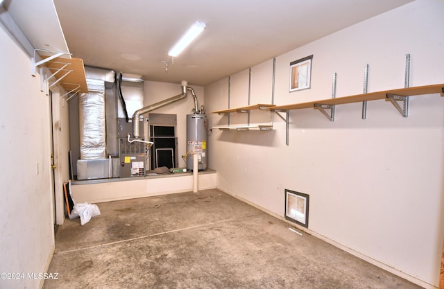 basement with gas water heater