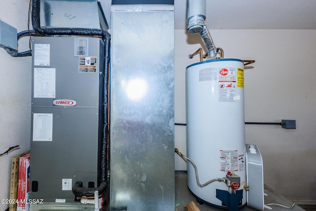 utilities featuring water heater and heating unit