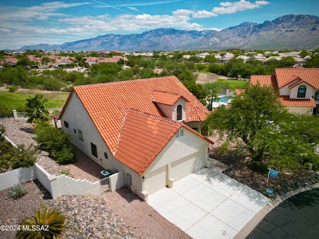 aerial view with a mountain view