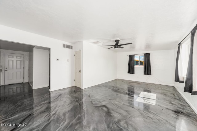 unfurnished living room featuring ceiling fan