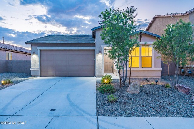 view of front of house with a garage