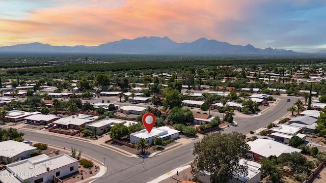 aerial view with a mountain view