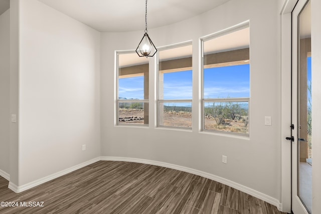 unfurnished room with dark wood-type flooring