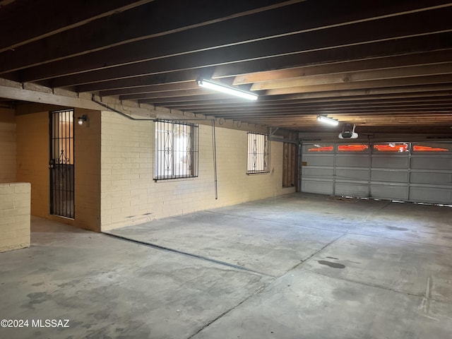 garage with a garage door opener