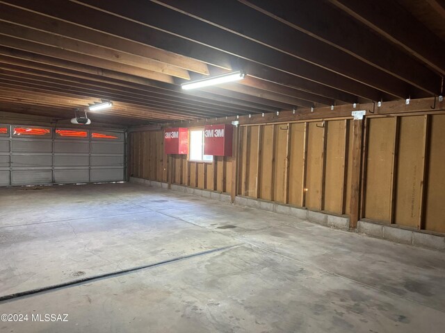 garage with a garage door opener