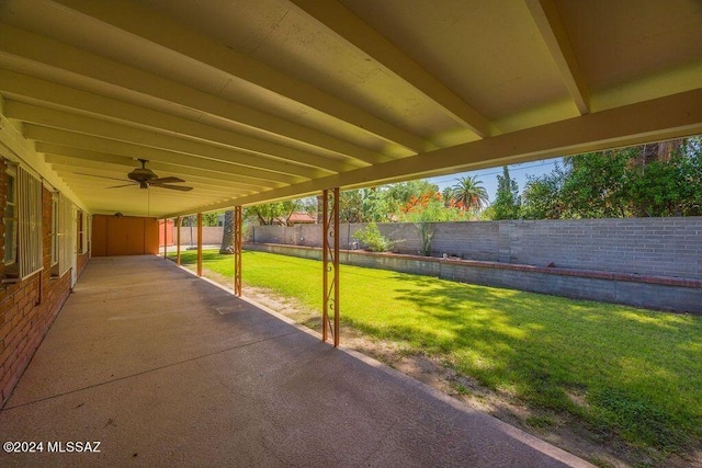 view of patio with ceiling fan