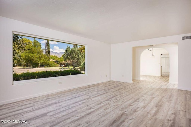 spare room featuring light wood-type flooring