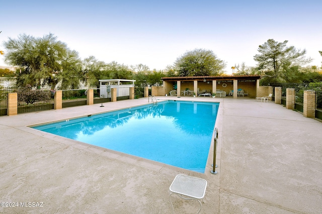 view of swimming pool with a patio