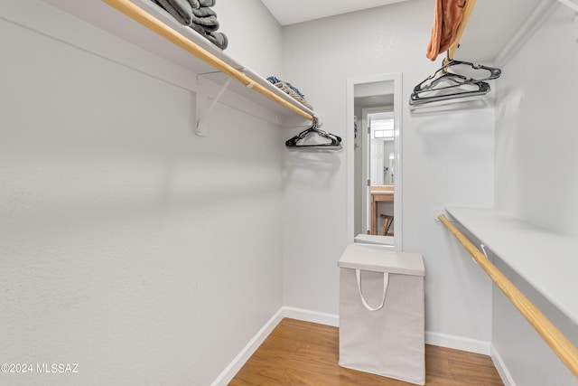 walk in closet featuring wood-type flooring