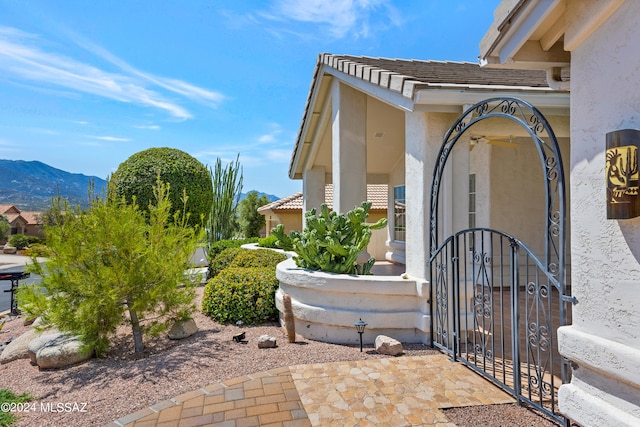 view of side of property featuring a mountain view