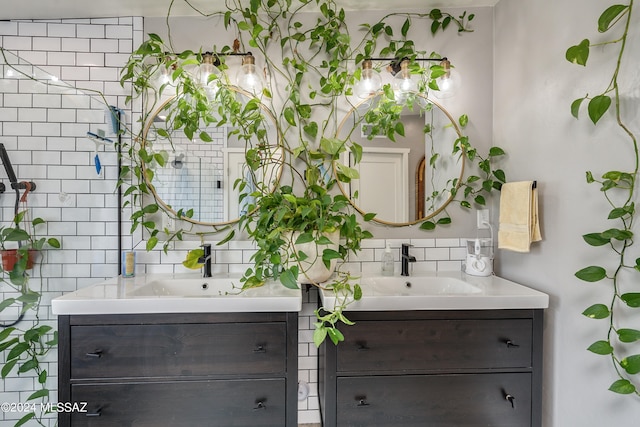 bathroom with backsplash and vanity