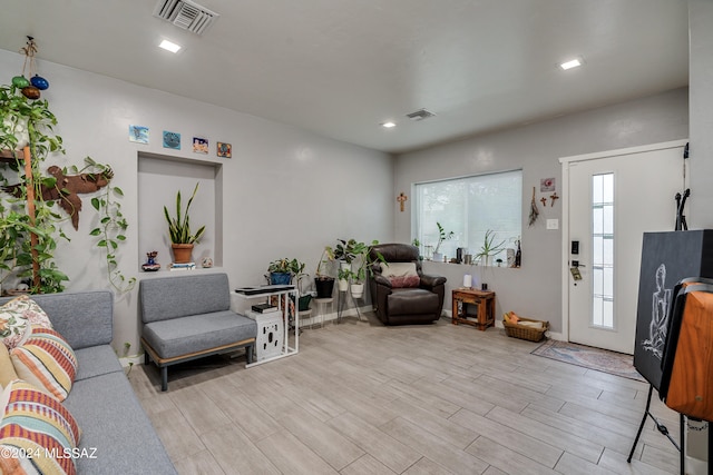 living room featuring light hardwood / wood-style flooring