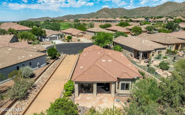 aerial view with a residential view and a mountain view