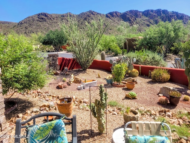 exterior space featuring a mountain view