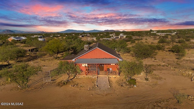 exterior space featuring a mountain view