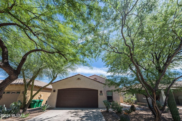 view of front of property with a garage