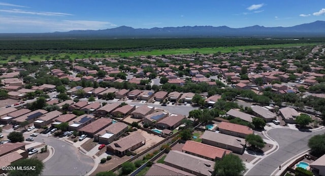 aerial view with a residential view and a mountain view