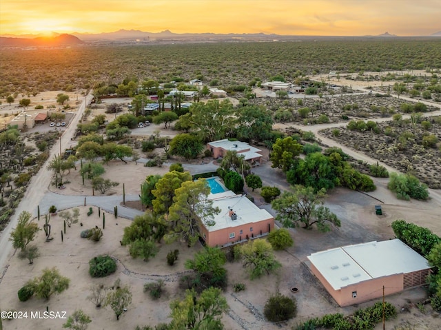 view of aerial view at dusk