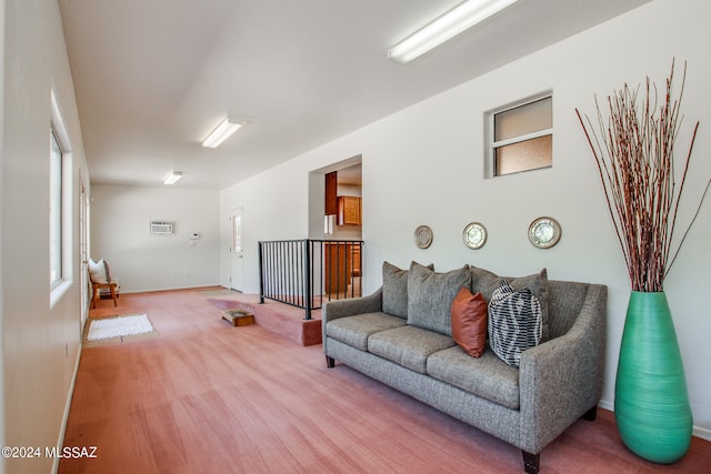 living room featuring light tile patterned flooring