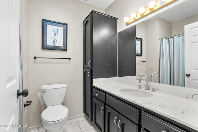 bathroom featuring vanity, toilet, and tile patterned floors