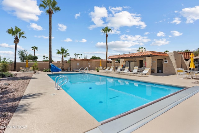 view of pool featuring a patio area