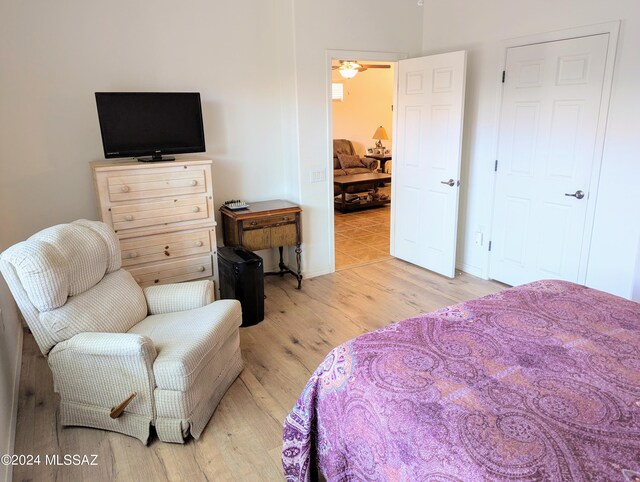 bedroom featuring light wood-type flooring