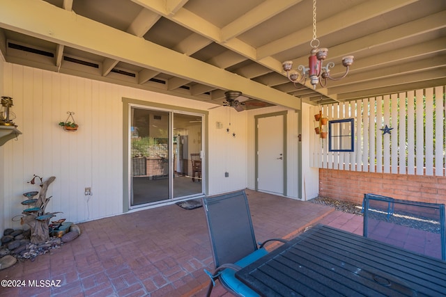 view of patio with ceiling fan