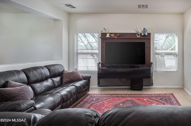 view of tiled living room