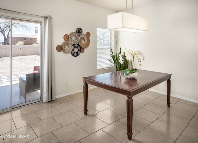 interior space featuring light tile patterned floors