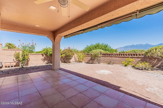 view of patio featuring a mountain view