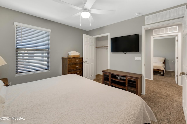 6524 S Diablo Dr, Tucson, AZ 85757 - bedroom featuring a closet, visible vents, ceiling fan, and carpet flooring