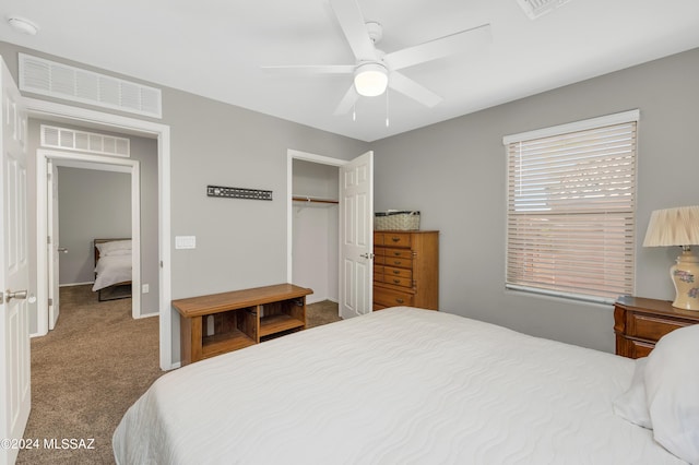 6524 S Diablo Dr, Tucson, AZ 85757 - carpeted bedroom with a closet, visible vents, and a ceiling fan