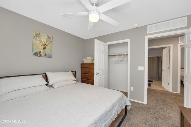 6524 S Diablo Dr, Tucson, AZ 85757 - carpeted bedroom with baseboards, a closet, visible vents, and a ceiling fan