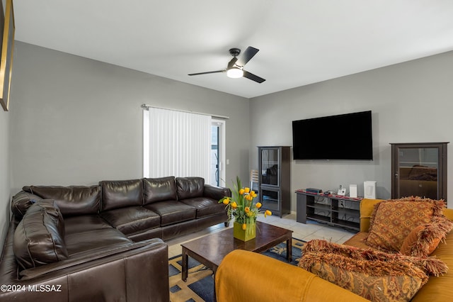 6524 S Diablo Dr, Tucson, AZ 85757 - living room featuring ceiling fan and light tile patterned floors