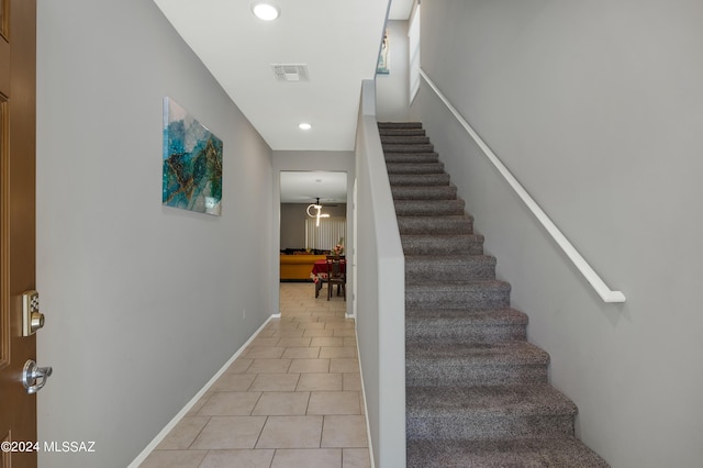 6524 S Diablo Dr, Tucson, AZ 85757 - stairway featuring recessed lighting, tile patterned flooring, visible vents, and baseboards