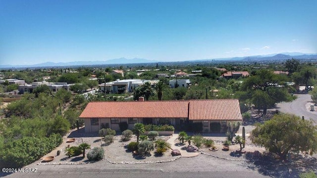 aerial view with a mountain view