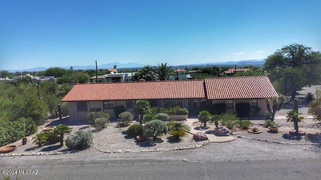 single story home featuring a mountain view