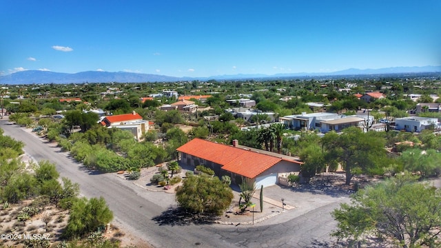 birds eye view of property with a mountain view