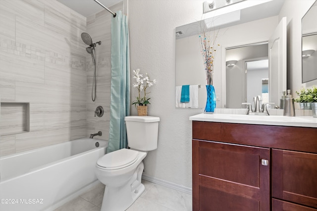 full bathroom featuring vanity, toilet, and shower / bath combo with shower curtain