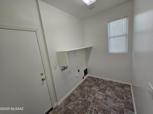 laundry room with hookup for a gas dryer, washer hookup, and hookup for an electric dryer