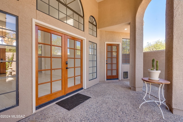 property entrance with french doors