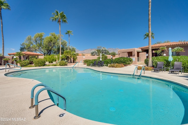 view of swimming pool with a patio