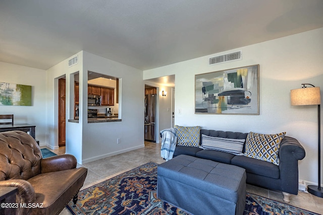 view of tiled living room