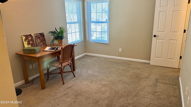 view of carpeted office space