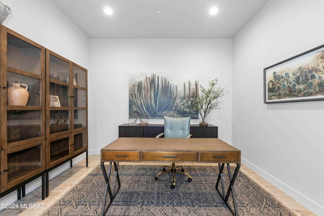 office space featuring hardwood / wood-style flooring