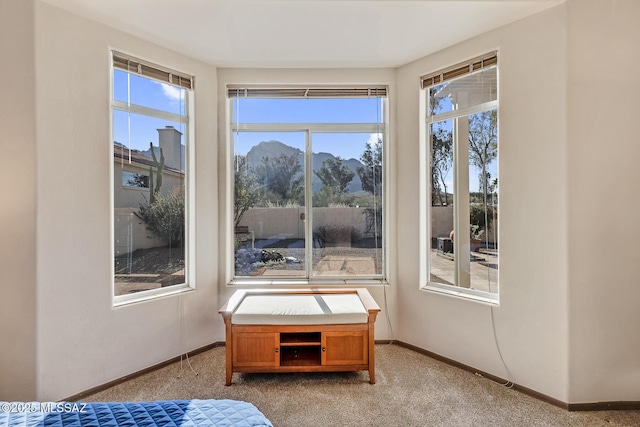 interior space featuring a mountain view