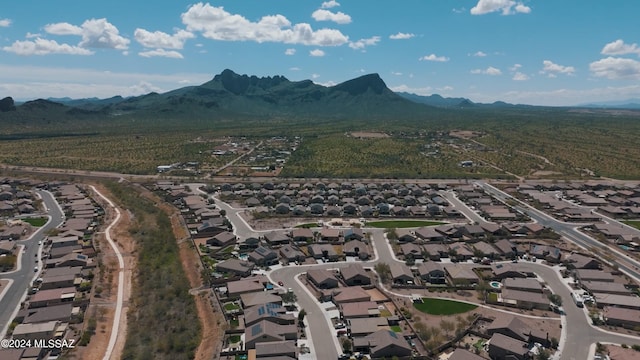 drone / aerial view featuring a mountain view