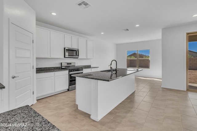 kitchen featuring white cabinets, sink, and stainless steel appliances